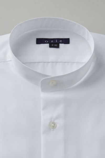 ozie|オジエ　ビジネスシーンで着用する白シャツ・スタンドカラー・750ST-WHITE