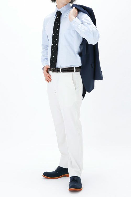 メンズ・オックスフォードシャツ コーデ5 8024-L09A-2-SAX