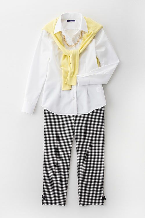 レディースシャツ　6271-1-WHITE-コーディネートイメージ2