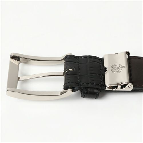 クロコダイル型押しベルトバックル裏 KE21283-19-BLACK
