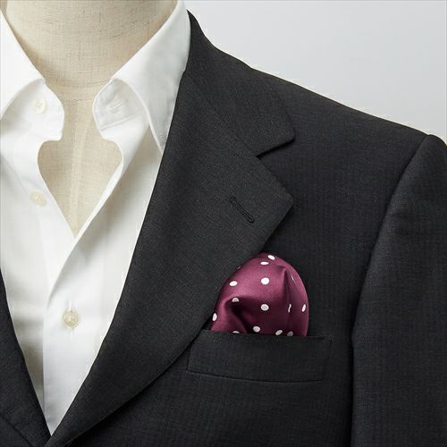 ポケットチーフ コーディネート2 CH-D-004-WINERED