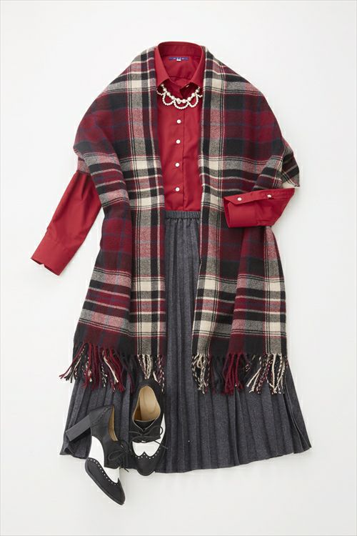 レディースシャツ　6271R-3-RED-コーディネートイメージ1