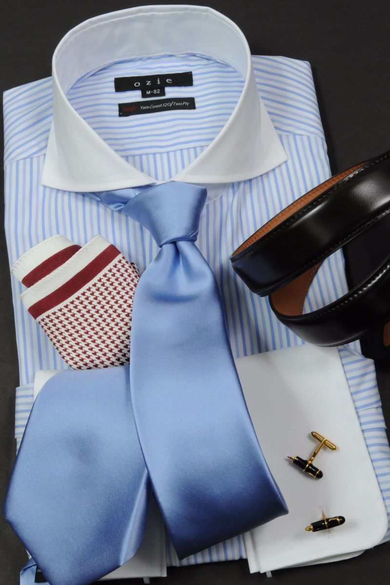 セッテピエゲ・ネクタイ  NP-026-SAXBLUE-コーディネートイメージ3