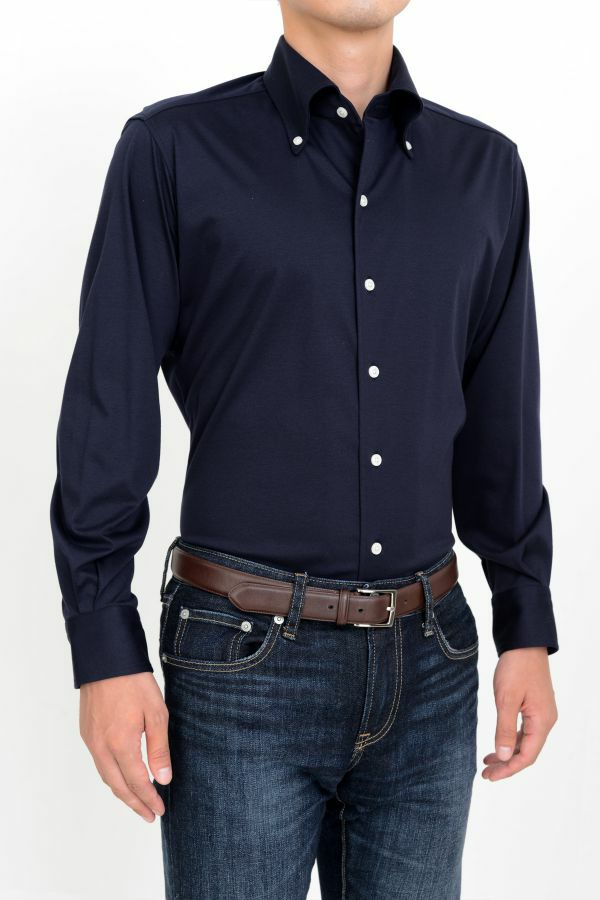 ニットシャツ 8054-G09B-NAVY 正面イン1