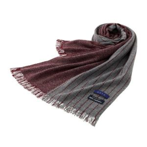 マフラー カシミヤ100 ヘリンボーン ストライプ ワインレッド グレー Ozie公式通販 オジエ マフラー カシミヤ100 ヘリンボーン ストライプ ワインレッド グレー Ozie公式通販 オジエ