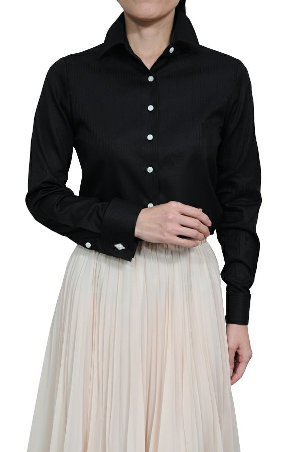 黒シャツ ブラック メンズ仕立てのレディースシャツ ブラウス Ozie 公式通販 オジエ