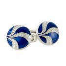 【カフリンクス・カフスボタン】サイモンカーター・イギリス製・Art Deco Enamel Blue Button・円形