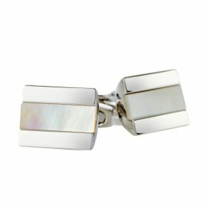 【カフリンクス・カフスボタン】<br>サイモンカーター・イギリス製・Chunky Half Barrel Mother Of Pearl・長方形