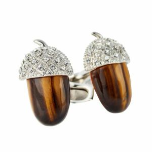 【カフリンクス・カフスボタン】<br>サイモンカーター・イギリス製・Acorn Tigerseye・どんぐり