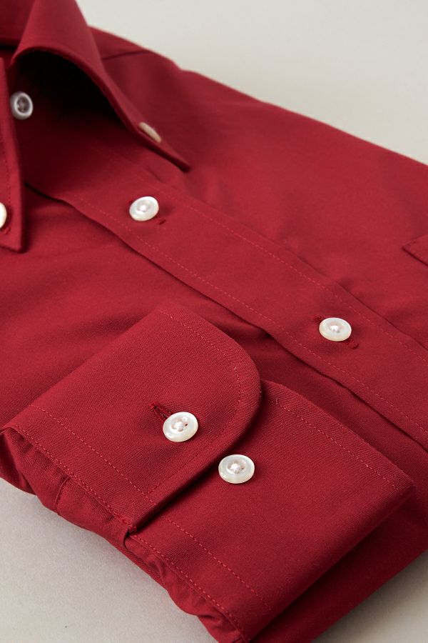ワイシャツ 形態安定 赤シャツ カフス 8011-D-RED