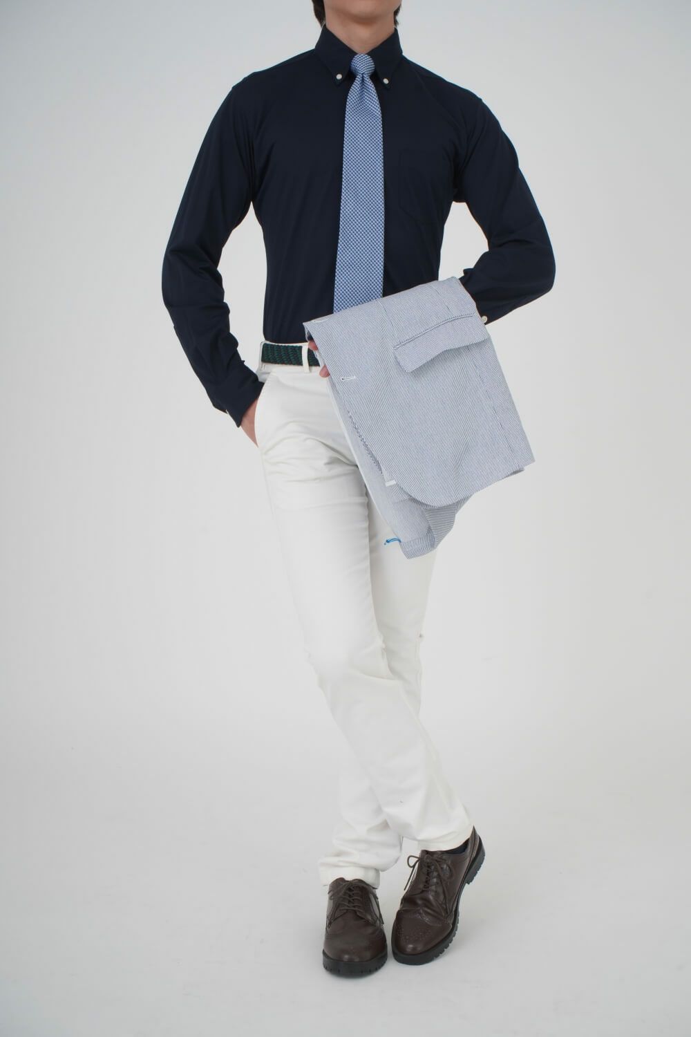 ニットシャツ・ワイシャツ 8013-U04B-NAVY-コーディネート4