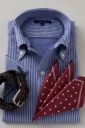 ワイシャツ・ニットシャツ・半袖 8054SS-U03A-BLUE-コーディネートイメージ