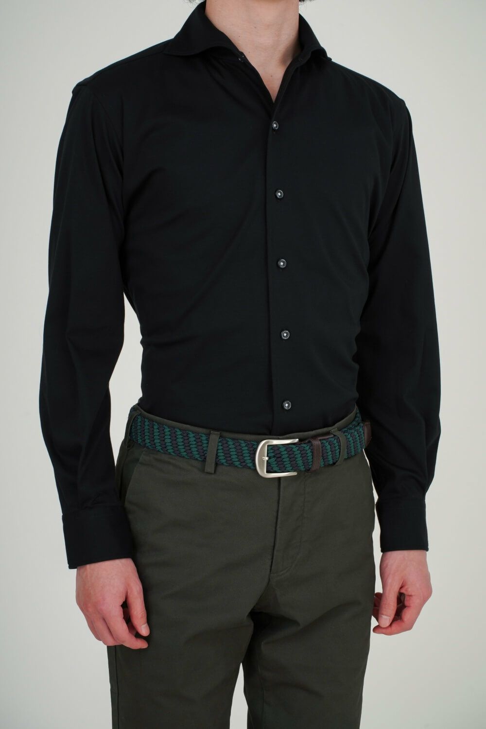 ワイシャツ ニットシャツ 8055-R02C-BLACK タックイン1