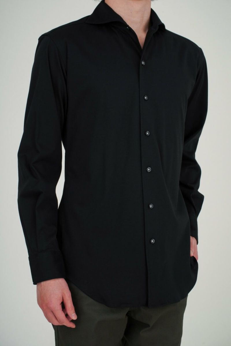 ワイシャツ ニットシャツ 8055-R02C-BLACK タックアウト2