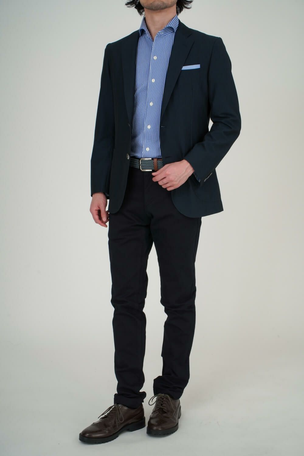 ニットシャツ8055HSS-R03C-BLUE コーディネート4