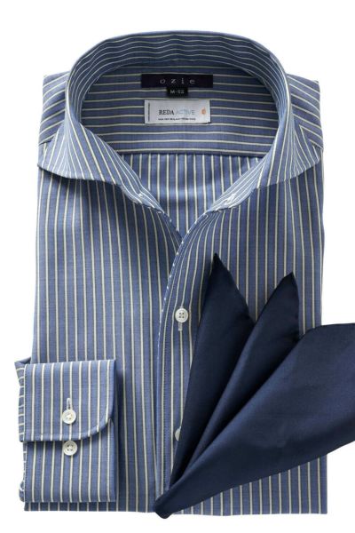 【メンズ・ドレスシャツ・ワイシャツ】スリムフィット・メリノウール・イタリア製生地・イージーケア・イタリアンカラー・ワイドカラー・第一ボタンあり・ポケット無し