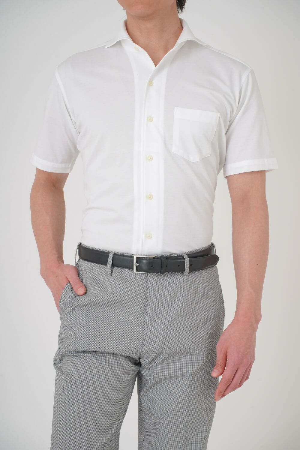 ワイシャツ・ニットシャツ・半袖 8055SS-R04A-WHITE-イン