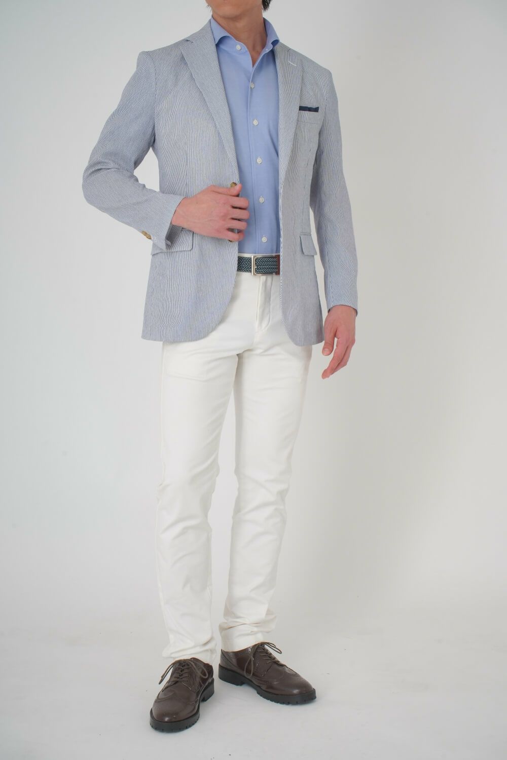 ワイシャツ・ニットシャツ・半袖 8055SS-R04B-BLUE-コーディネートイメージ4