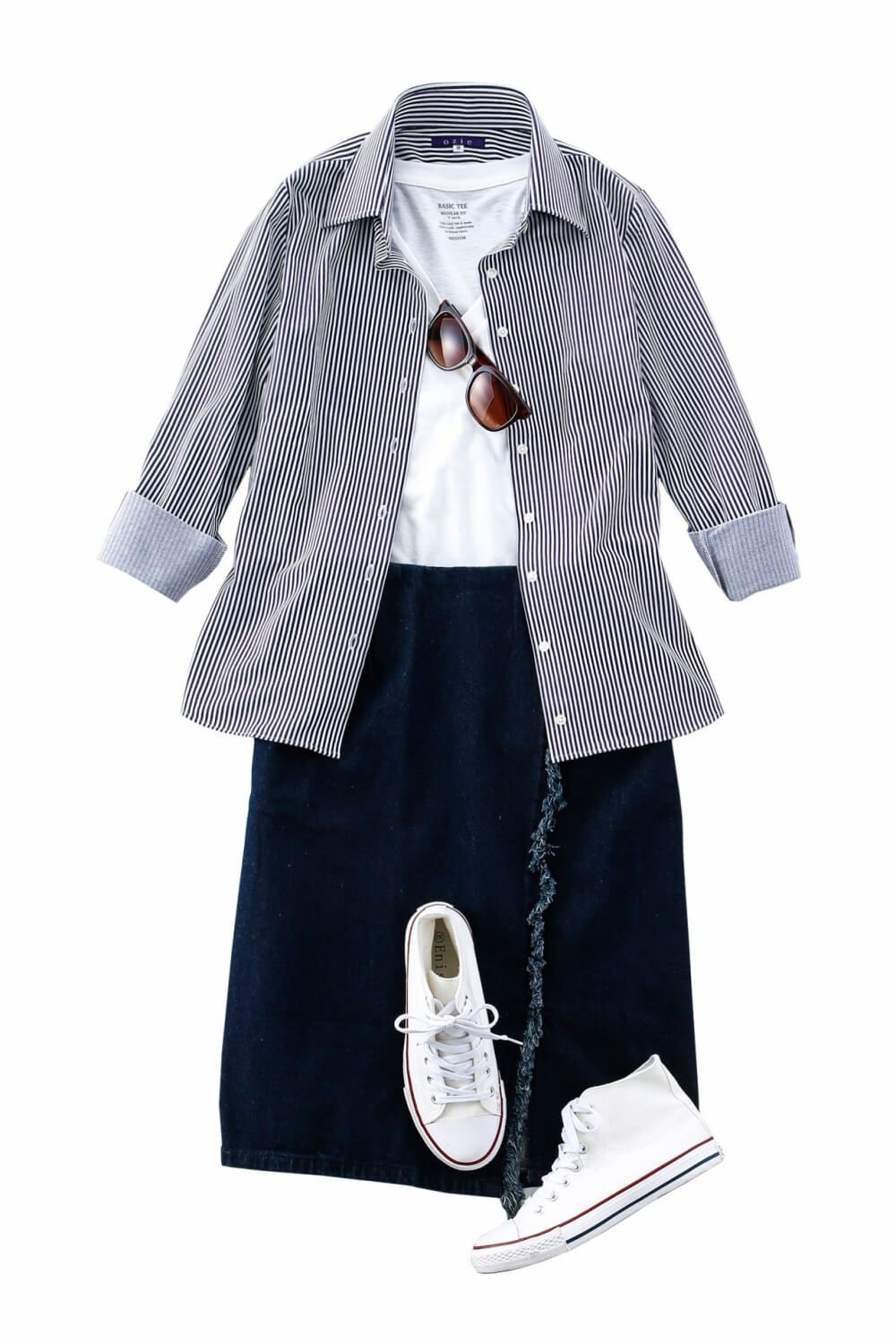 レディースシャツ 6046-L04-NAVY-コーディネート2