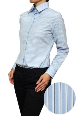 【レディースシャツ】ナチュラルフィット・長袖・ブロード・ワイドカラー・日本製