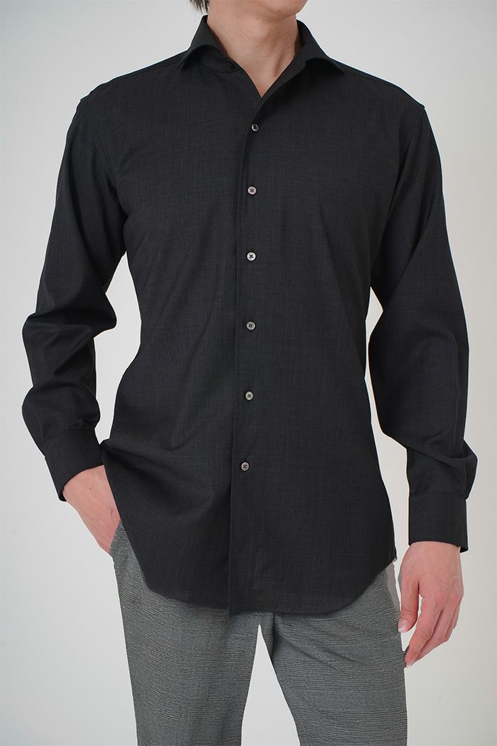 ワイシャツ 8055W-R11A-BLACK-着用