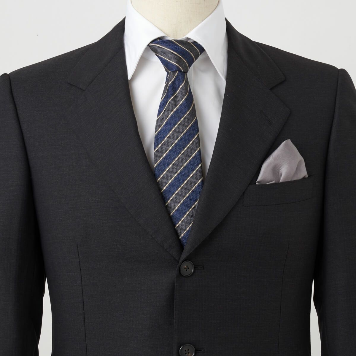 ネクタイ NI-360-NAVYxGRAY-コーディネート