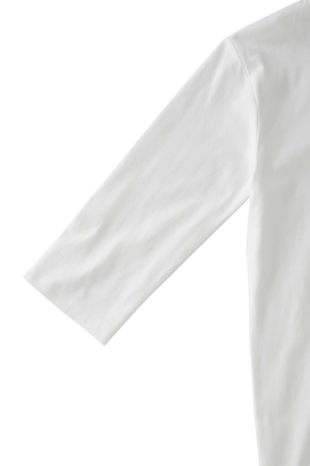 メンズ 七分袖Tシャツ  ホワイト 袖口