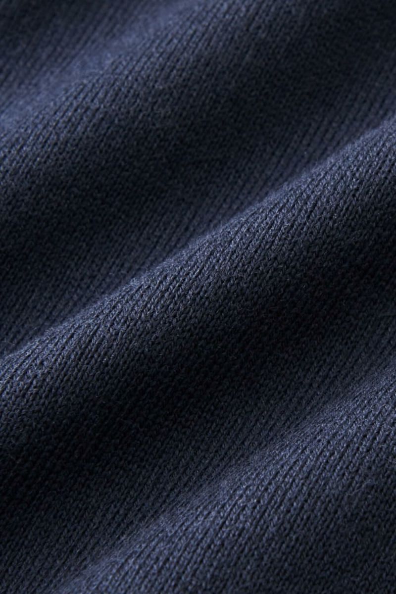 メンズ 七分袖Tシャツ ネイビーブルー 生地