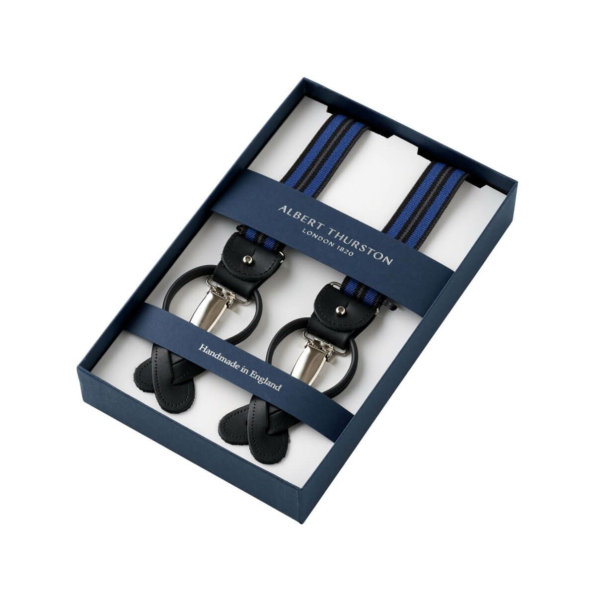 ★美品★ THURSTON サスペンダー 青 オレンジ ブレイシーズ ビジネスから結婚式までメンズ小物 SP-ALW-01-BLUE