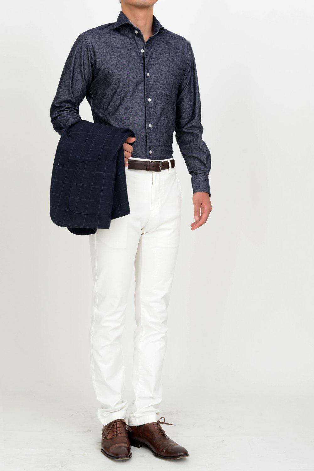 ワイシャツ 8014-B10C-INDIGO-コーディネートイメージ1