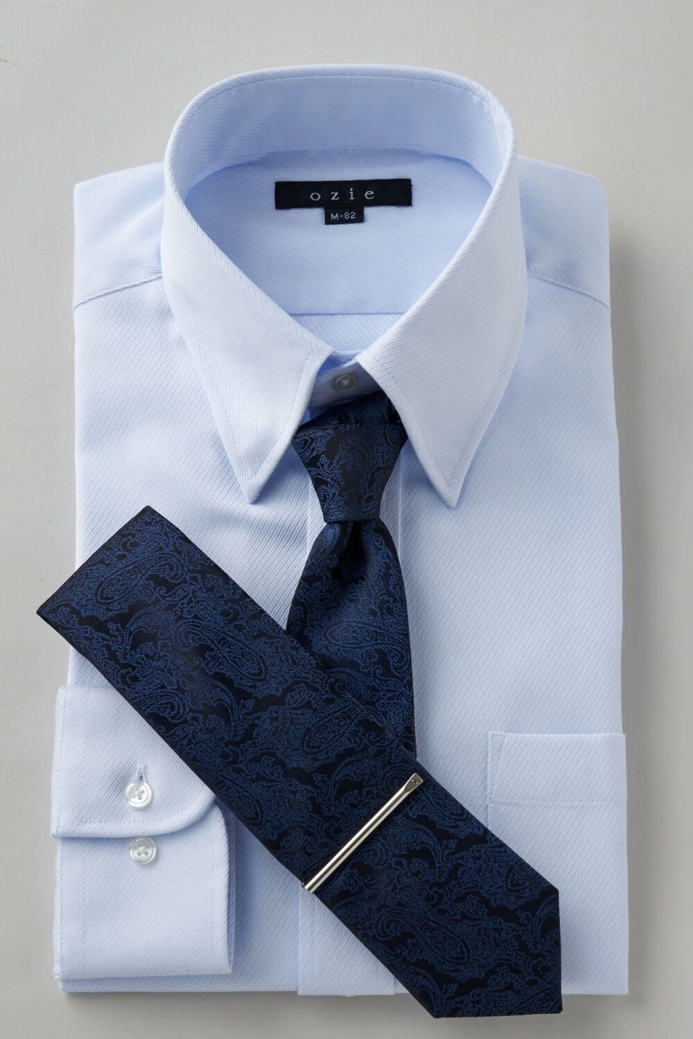 ワイシャツ 8076-C01A-SAX-コーディネート
