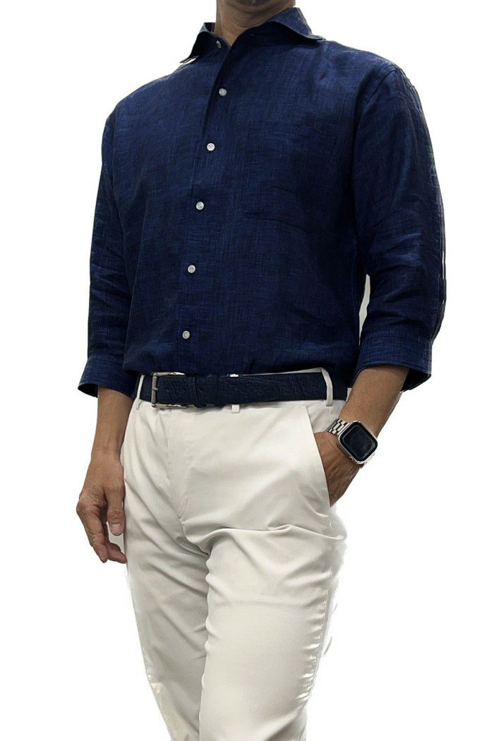 ワイシャツ 8045AHSS-C03B-NAVY-コーディネート2