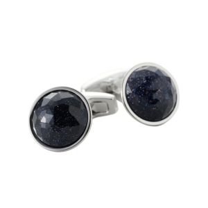 【カフリンクス・カフスボタン】サイモンカーター・イギリス製・RONDO Blue Goldstone・円形