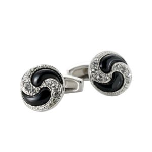 【カフリンクス・カフスボタン】サイモンカーター・イギリス製・Onyx Crystal Spiral・円形