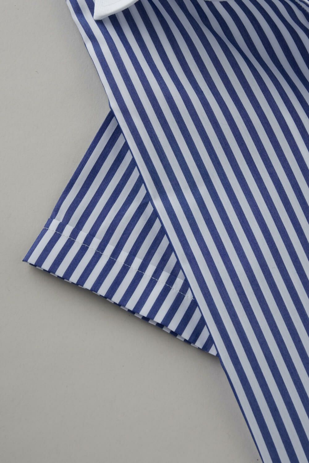 ワイシャツ・カッターシャツ・半袖 8045SSCL-C04A-NAVY-カフス