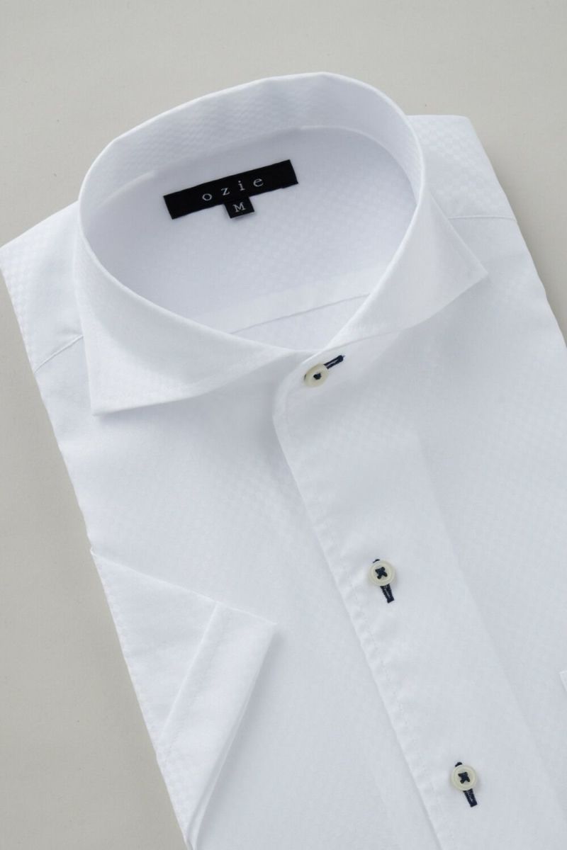 ワイシャツ・カッターシャツ・半袖 8045SS-C04B-WHITE-衿3