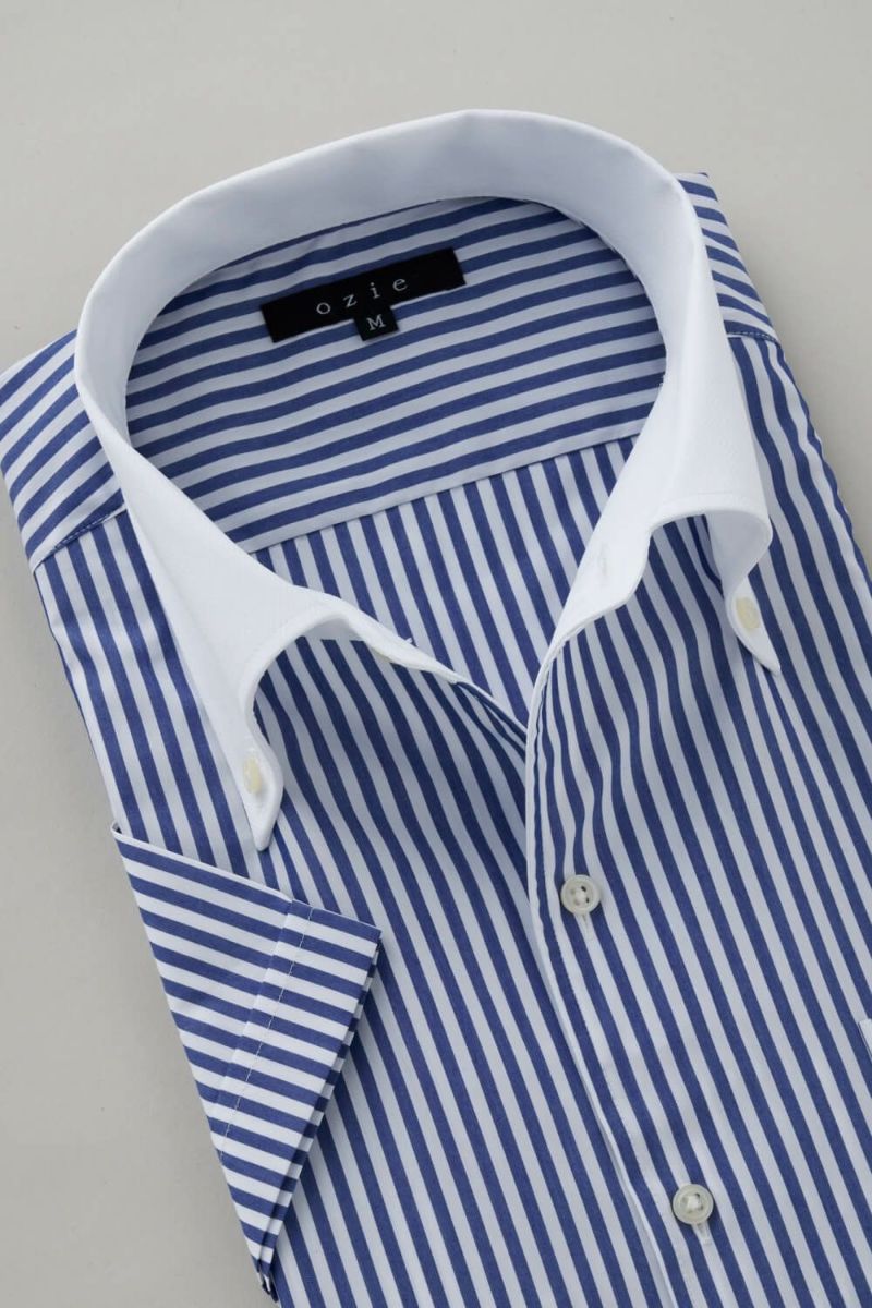 ワイシャツ・カッターシャツ・半袖 8051SSCL-C04A-NVY-衿1